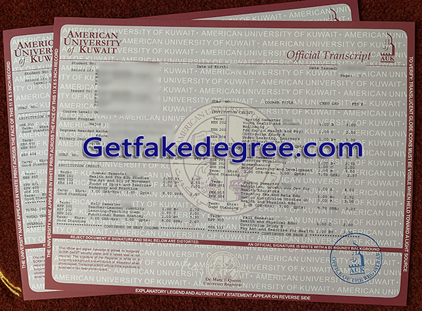 American University of Kuwait transcript, AUK fake transcript