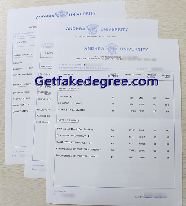 Andhra University transcript