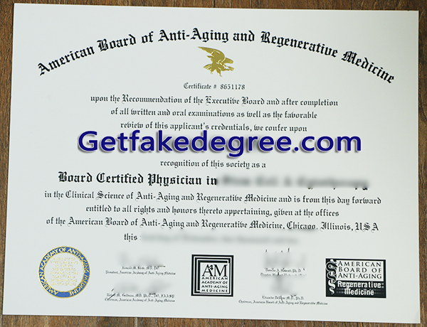 A4M certificate, fake American Academy of Anti-Aging Medicine certificate