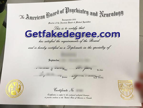 ABPN certificate, fake American Board of Psychiatry and Neurology certificate