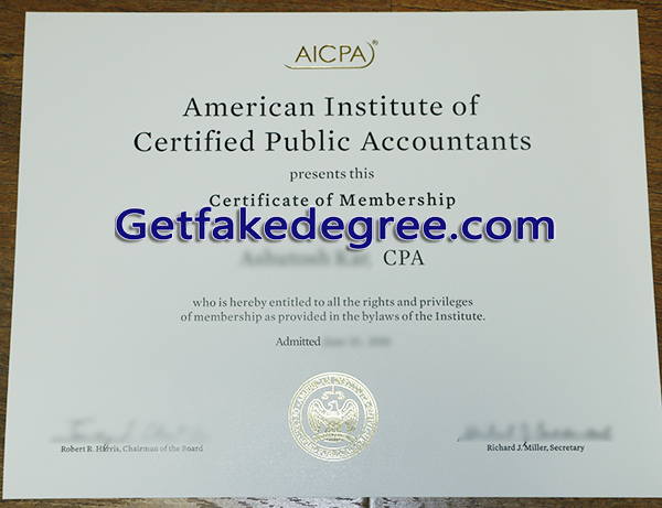 AICPA certificate, American Institute of Certified Public Accountants fake certificate