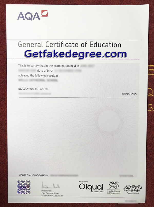 AQA GCE Certificate, fake GCE certificate