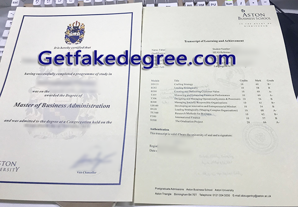 Aston Business School degree transcript, Aston Business School fake diploma, Aston Business School fake transcript