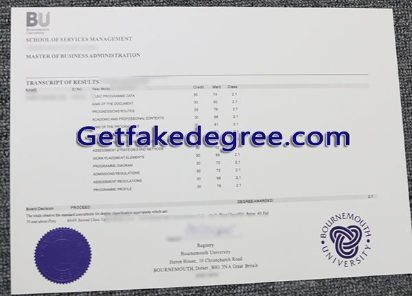 Bournemouth University transcript, Bournemouth University fake transcript