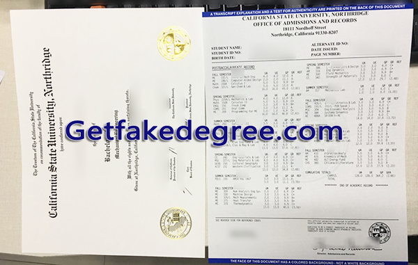 California State University Northridge degree transcript, CSUN fake degree, fake CSUN transcript