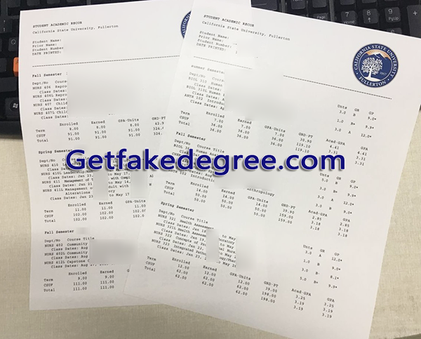 California State University Fullerton transcript, CSUF fake transcript