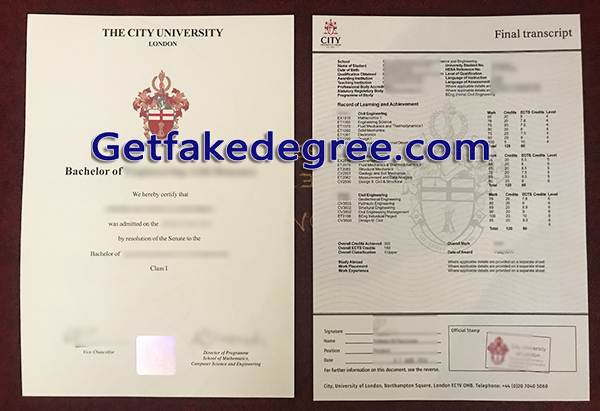City University of London fake degree, City University of London fake transcript
