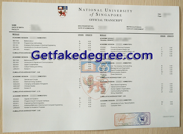 National University of Singapore transcript, fake NUS transcript