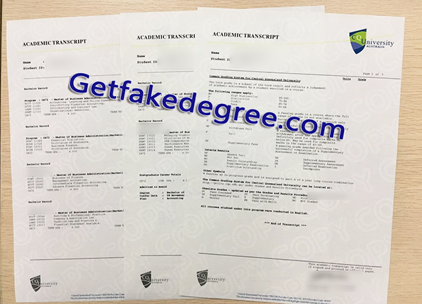 Central Queensland University transcript, Central Queensland University fake transcript