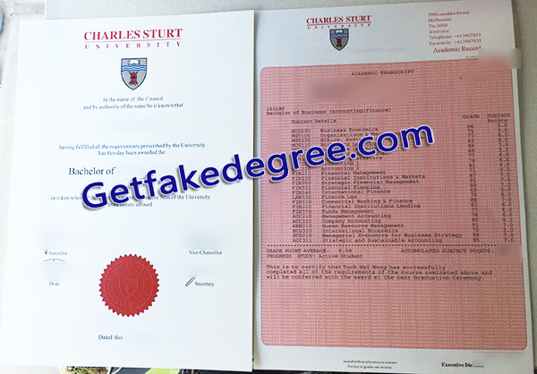 Charles Sturt University fake diploma, Charles Sturt University fake transcript
