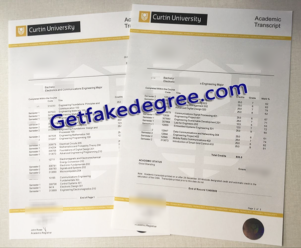 Curtin University transcript, Curtin University fake transcript