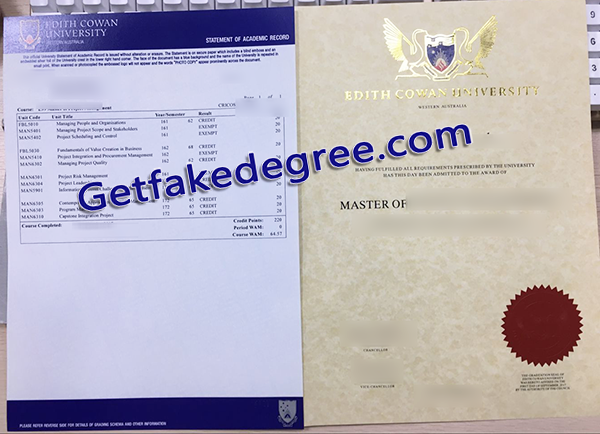 Edith Cowan University fake degree, Edith Cowan University fake transcript