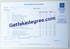 buy fake Manchester Metropolitan University transcript