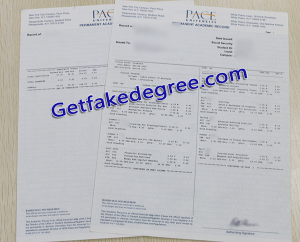 Pace University transcript, Pace University fake transcript