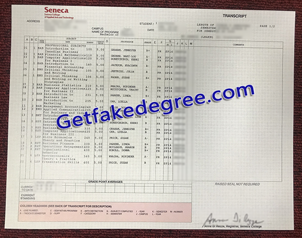 Seneca College transcript, Seneca College fake transcript