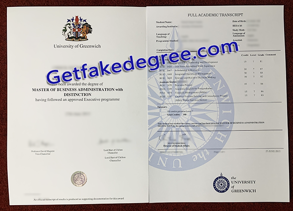 University of Greenwich fake diploma, University of Greenwich fake transcript