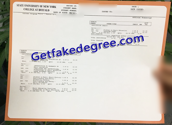 University at Buffalo fake transcript, State University of New York at Buffalo transcript