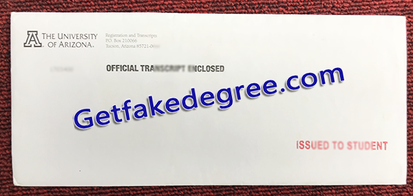University of Arizona transcript envelope, University of Arizona fake transcript 