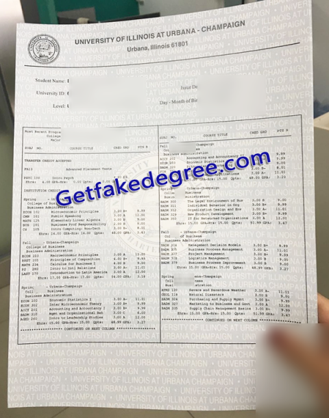 Create Fake University of Illinois Transcript Certificate - Buy Fake