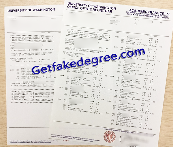 University of Washington transcript, University of Washington fake transcript