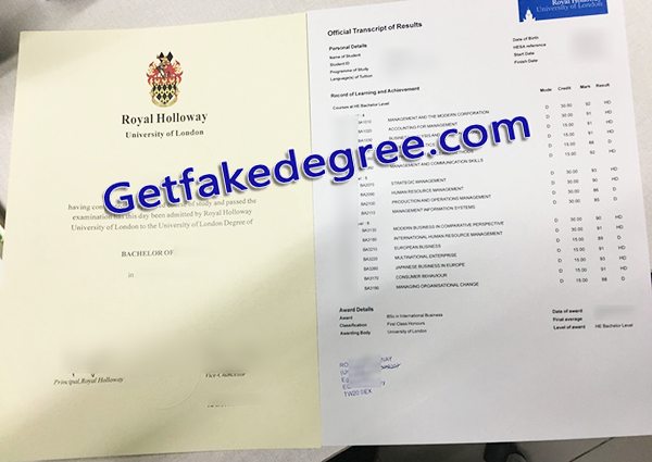 Royal Holloway fake degree, Royal Holloway fake transcript