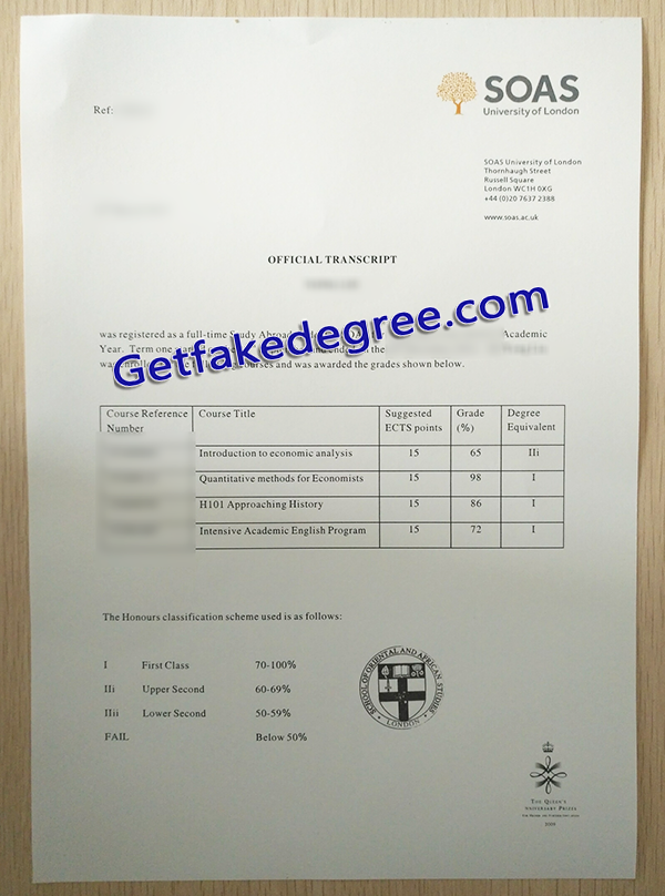 SOAS University of London transcript, University of London fake transcript