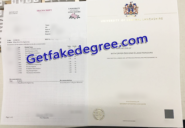 UCLan fake diploma, UCLan fake transcript