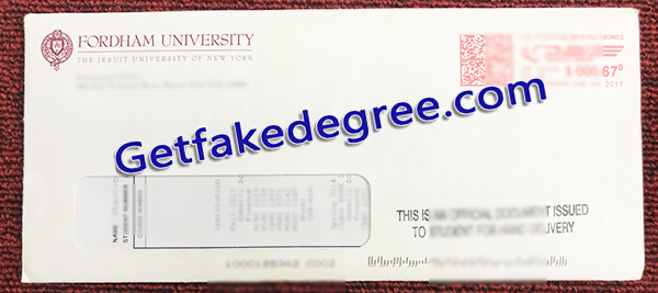 Fordham University fake transcript, Fordham University transcript envelope