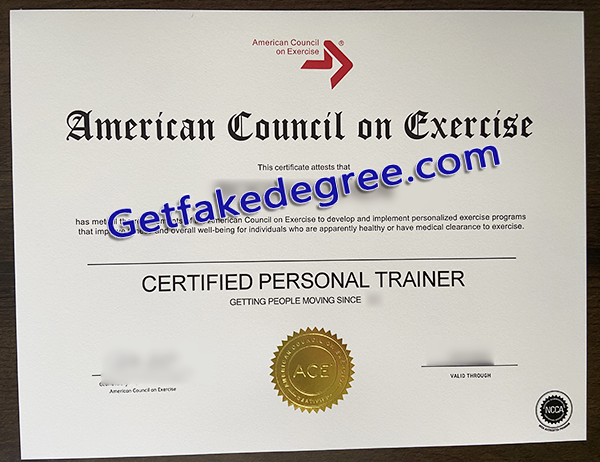 American Council on Exercise certificate, ACE fake certificate