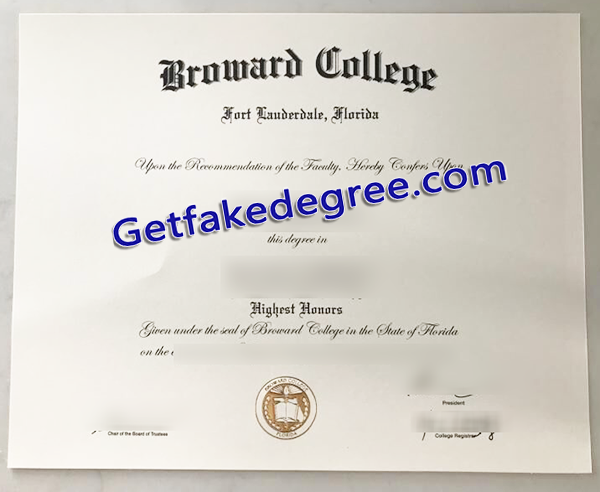 Broward College diploma, fake Broward College degree
