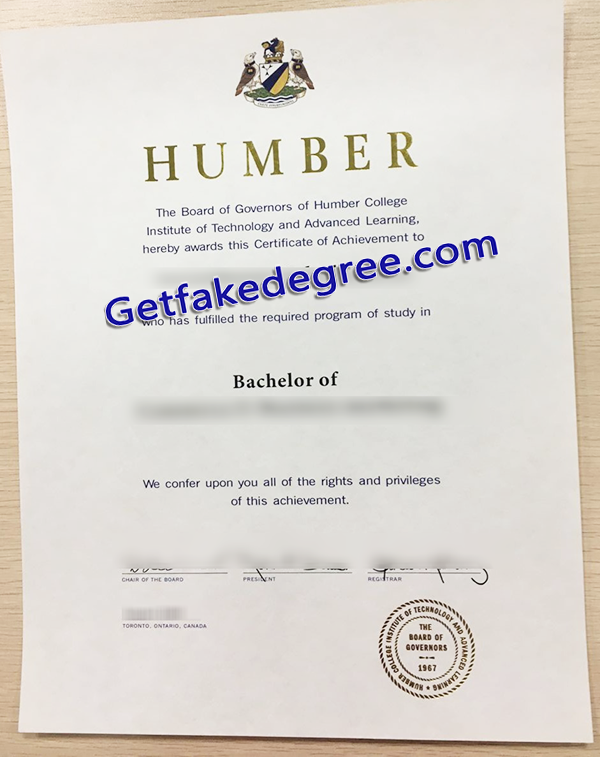 Humber College degree, Humber College fake certificate