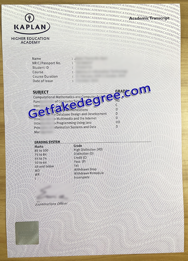 Kaplan Higher Education Academy transcript, Kaplan fake certificate