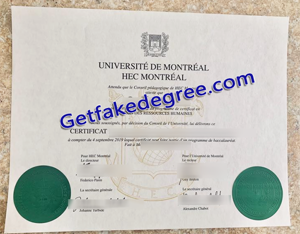 Université de Montréal diploma, fake Université de Montréal degree