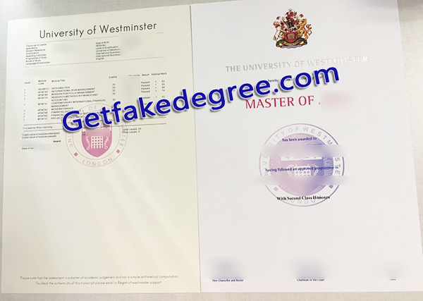 University of Westminster fake degree, University of Westminster fake transcript