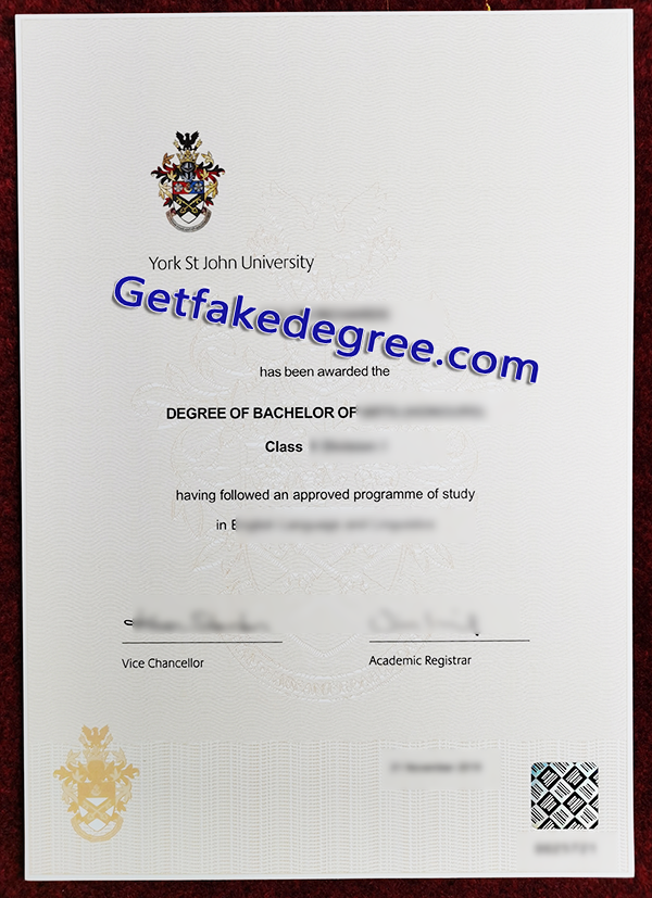 York St John University degree, fake York St John University certificate