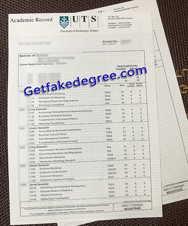 University of Technology Sydney transcript, fake UTS certificate