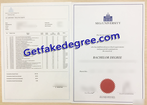 SEGi University fake degree, SEGi University fake transcript