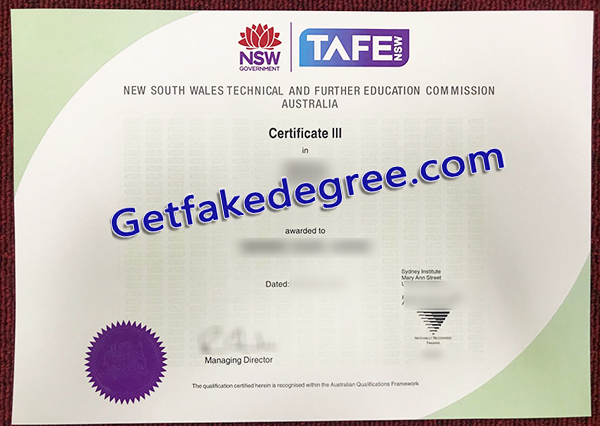 TAFE NSW certificate, fake TAFE diploma