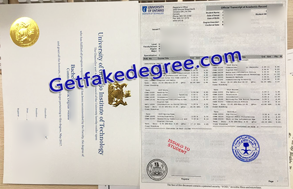 UOIT diploma transcript, University of Ontario Institute of Technology certificate