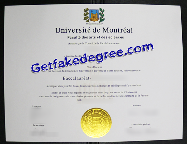 University of Montréal diploma, fake University of Montréal degree
