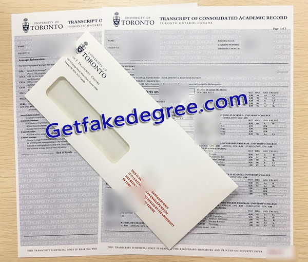 University of Toronto transcript, University of Toronto official envelope