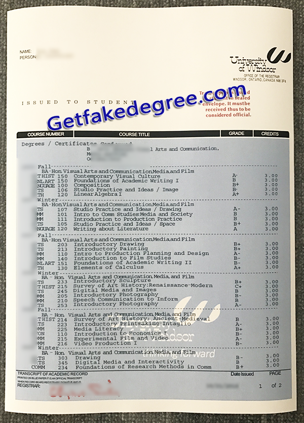 University of Windsor transcript, fake University of Windsor certificate