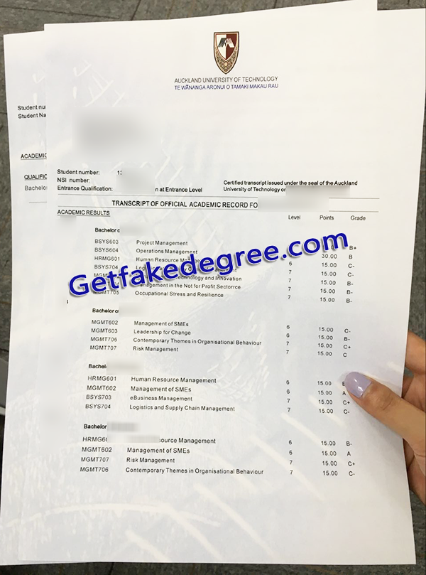 Auckland University of Technology transcript, AUT fake certificate