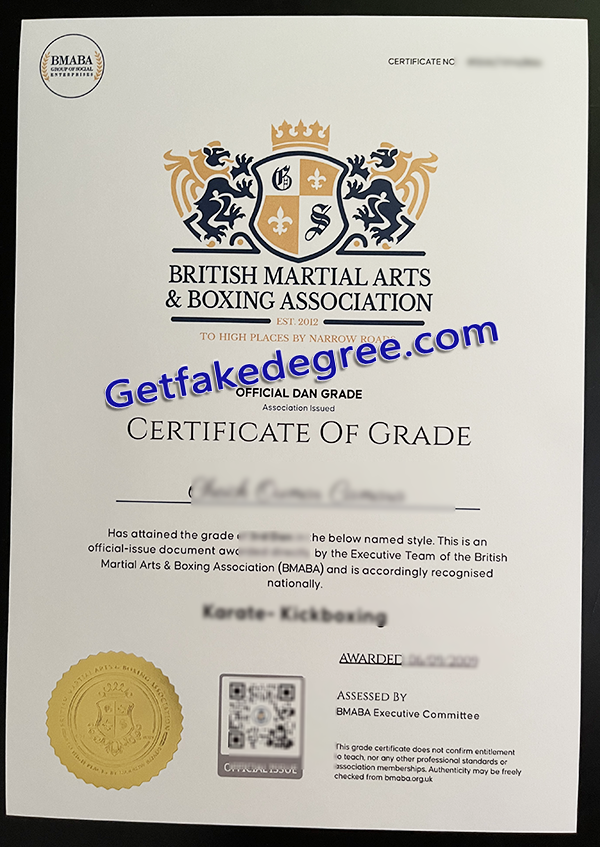 British Martial Arts & Boxing Association degree, BMABA fake certificate