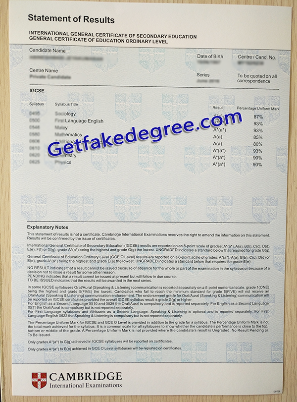 IGCSE Statement, IGCSE fake certificate