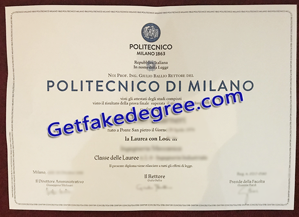Politecnico di Milano diploma, fake Politecnico di Milano degree