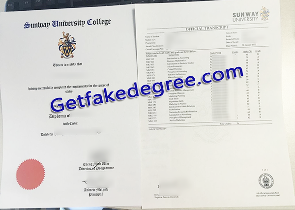 Sunway University fake degree, Sunway University transcript