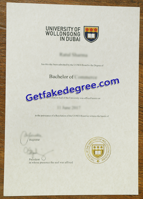 UOWD fake degree, University of Wollongong in Dubai diploma