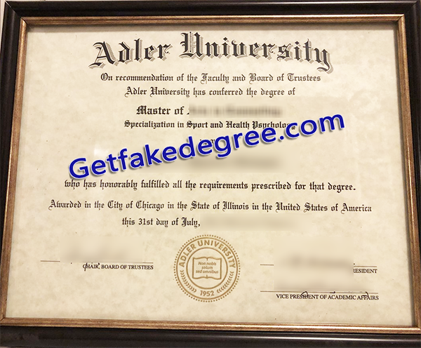 Adler University diploma, fake Adler University degree