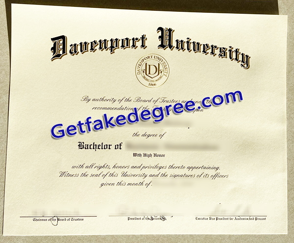 Davenport University diploma, fake Davenport University degree